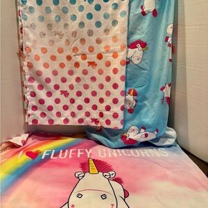 Minions Fluffy Unicorn Kids twin sheet Set - fitted, flat, and pillowcase